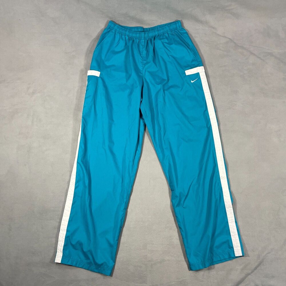 Nike Womens Size XL Blue Swoosh Roll Up Ripstop Track Athletic Pants Y2K